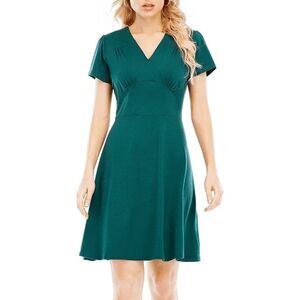 💚 Pinup Retro Vintage 1940s 1950s Elegant Swing Stretchy Green Dress SIZE M NEW